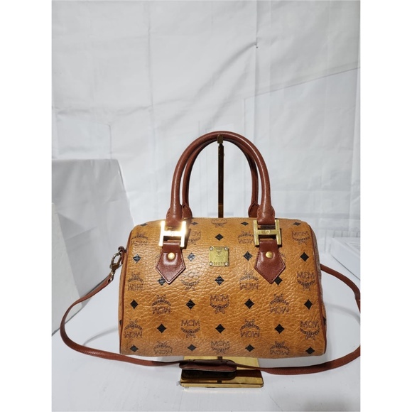 MCM Handbags - Authentic MCM Vintage Monogram Visetos Boston Bag Cognac
